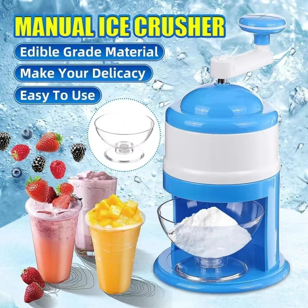 Portable Hand Crank Snow Cone Machine Manual Shaved Ice Maker Perfect for Summer Parties and Slushy Making Kitchen Tools