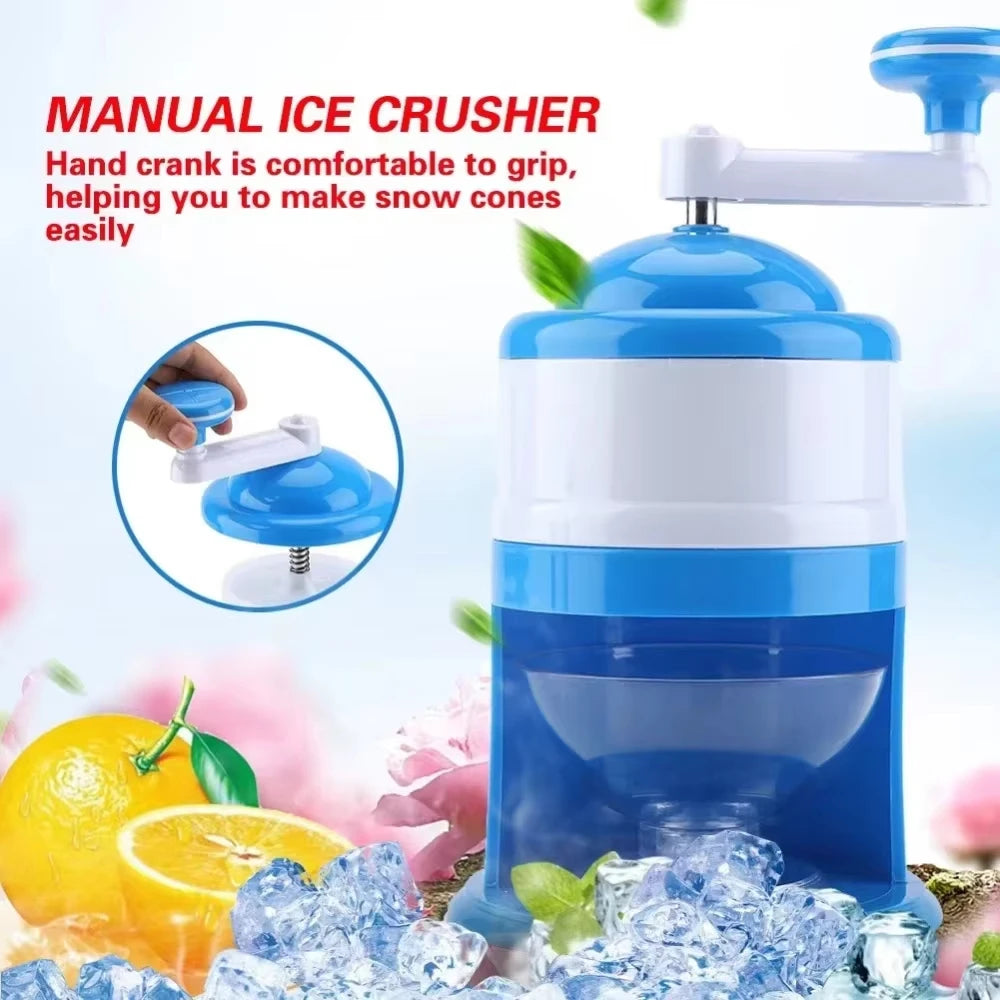 Portable Hand Crank Snow Cone Machine Manual Shaved Ice Maker Perfect for Summer Parties and Slushy Making Kitchen Tools