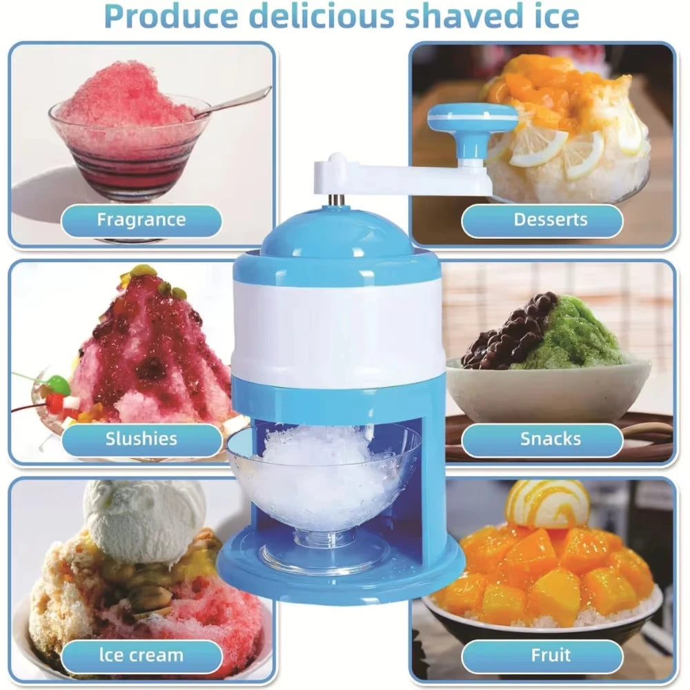 Portable Hand Crank Snow Cone Machine Manual Shaved Ice Maker Perfect for Summer Parties and Slushy Making Kitchen Tools