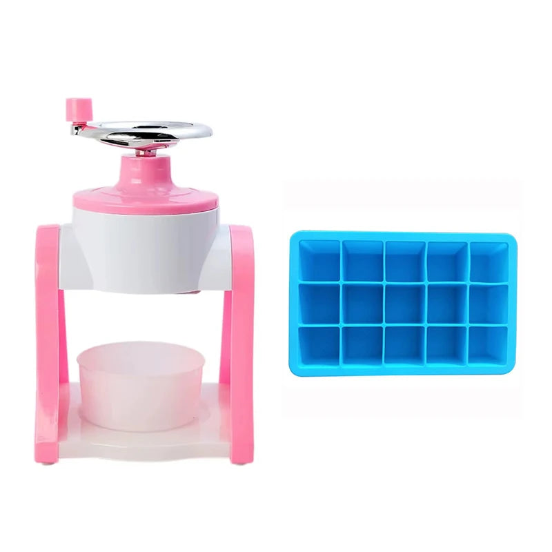 Portable Hand Crank Snow Cone Machine Manual Shaved Ice Maker Perfect for Summer Parties and Slushy Making Kitchen Tools