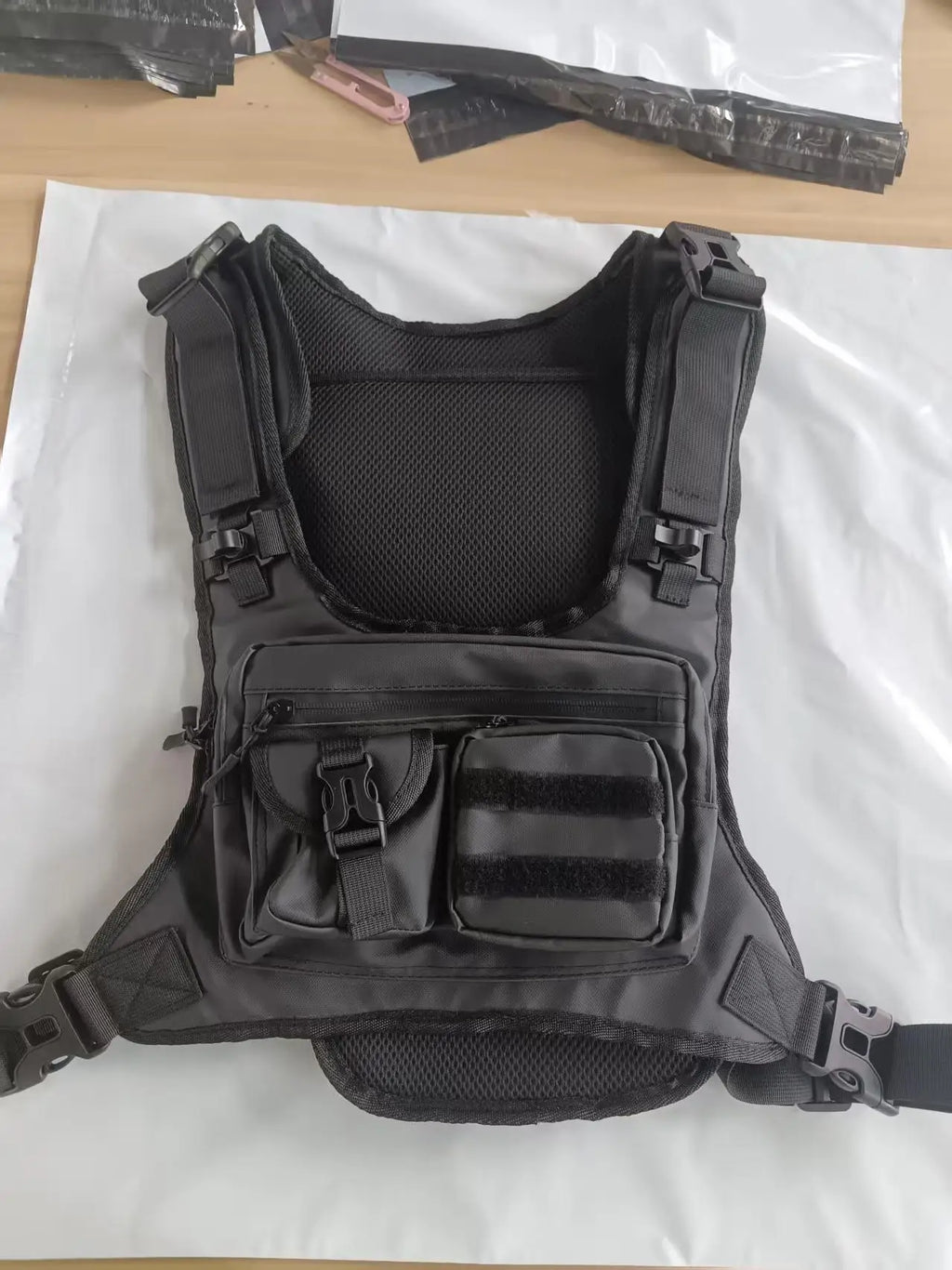 Outdoor Tactical Oxford Chest Bag with Zipper Closure Water Resistant Multifunctional Vest for Sports Running Cycling Accessory