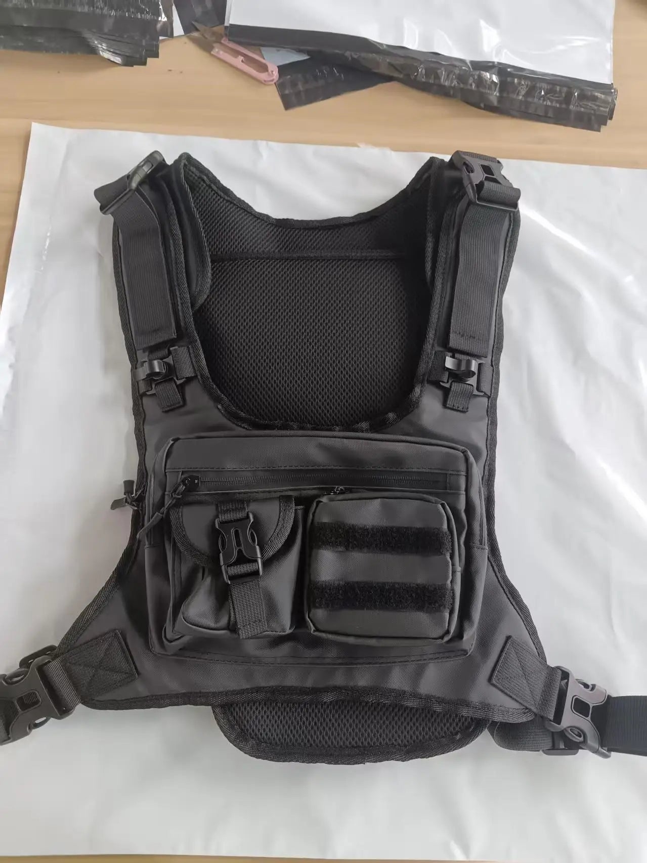 Outdoor Tactical Oxford Chest Bag with Zipper Closure Water Resistant Multifunctional Vest for Sports Running Cycling Accessory