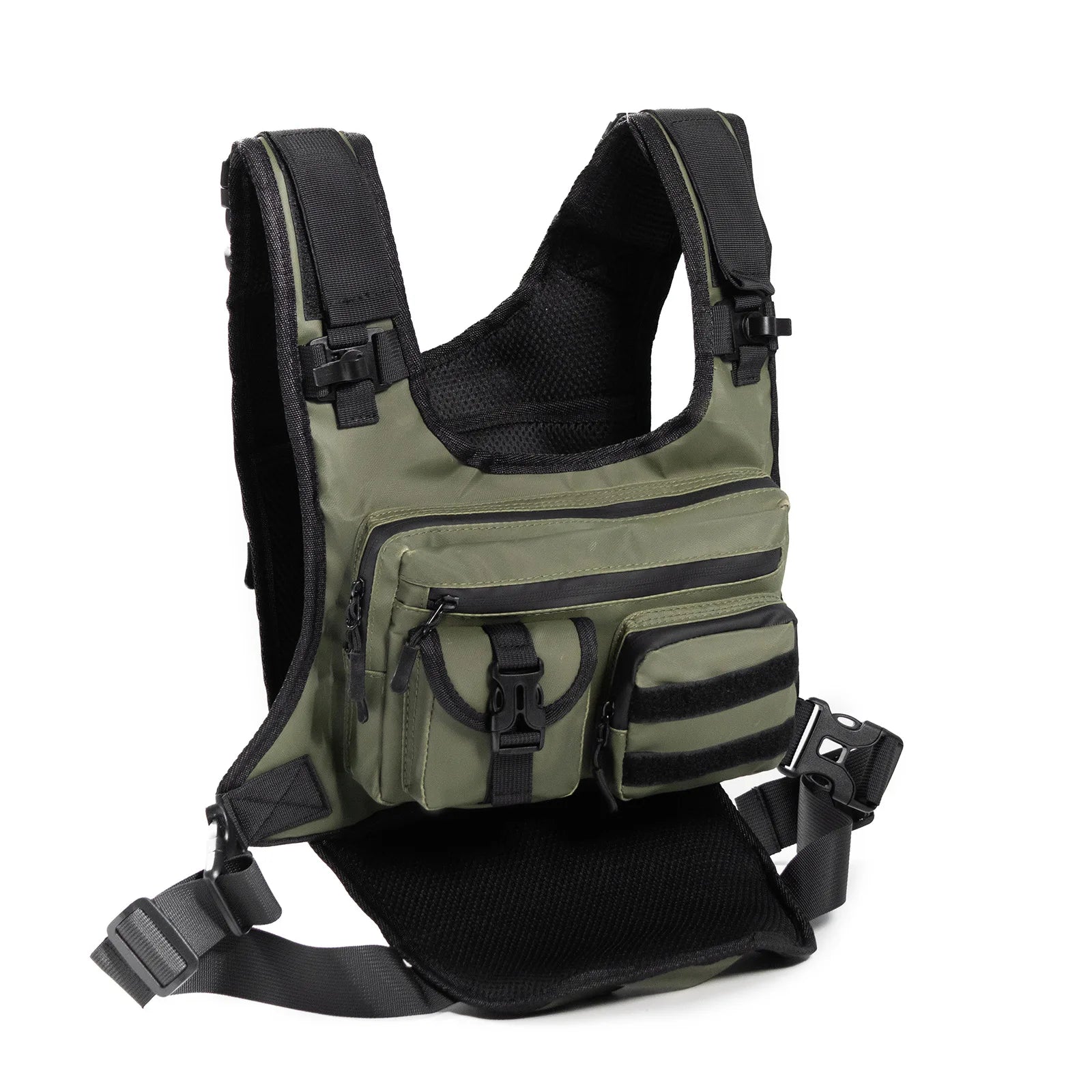 Outdoor Tactical Oxford Chest Bag with Zipper Closure Water Resistant Multifunctional Vest for Sports Running Cycling Accessory