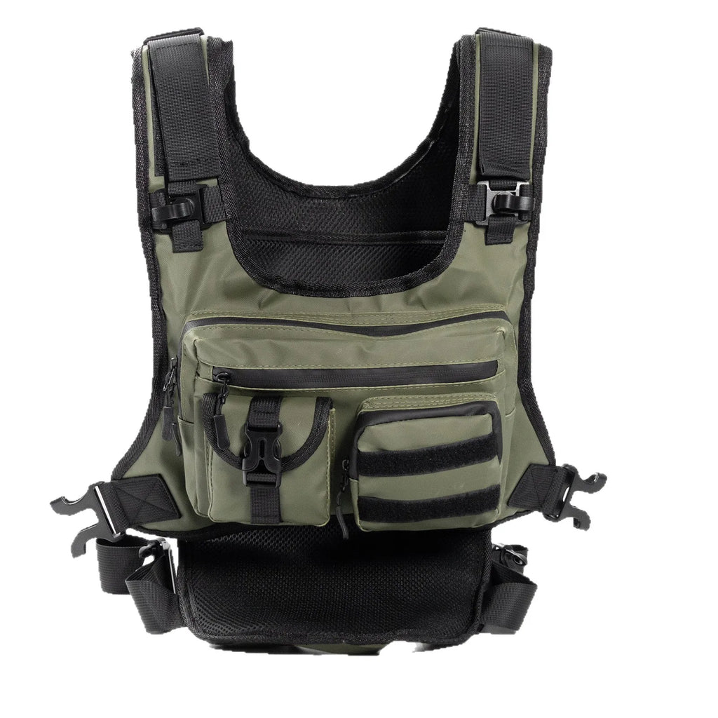 Outdoor Tactical Oxford Chest Bag with Zipper Closure Water Resistant Multifunctional Vest for Sports Running Cycling Accessory