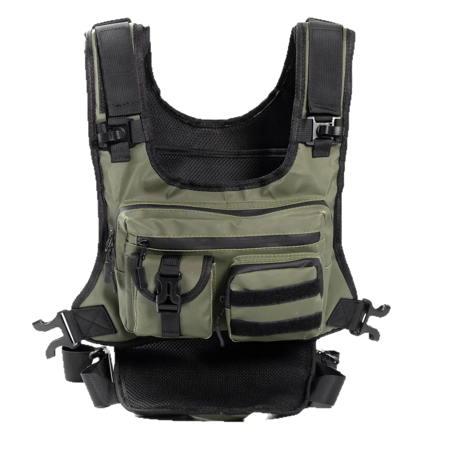Outdoor Tactical Oxford Chest Bag with Zipper Closure Water Resistant Multifunctional Vest for Sports Running Cycling Accessory