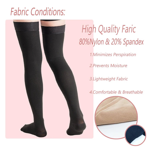 20-30 MmHg Compression Hose for Women & Men Thigh High Length Anti-Embolism Stockings Support Pressure Socks for Varicose Veins