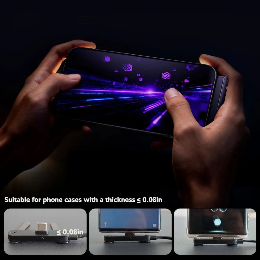 New Design 65W USB-C Cable Multi Charger Cord With With Built-in Foldable Phone Holder 90. Elbow Design Adjustable Stand