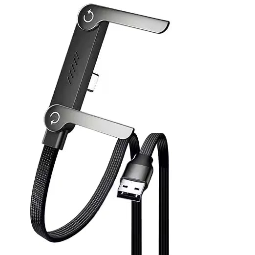 New Design 65W USB-C Cable Multi Charger Cord With With Built-in Foldable Phone Holder 90. Elbow Design Adjustable Stand