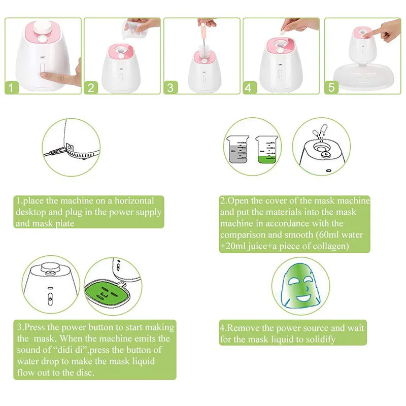DIY Facial Mask Maker Machine Fruit and Vegetable Mask Machine Automatic Home-made Moisturizing Collagen Pure Plant Skin Beauty