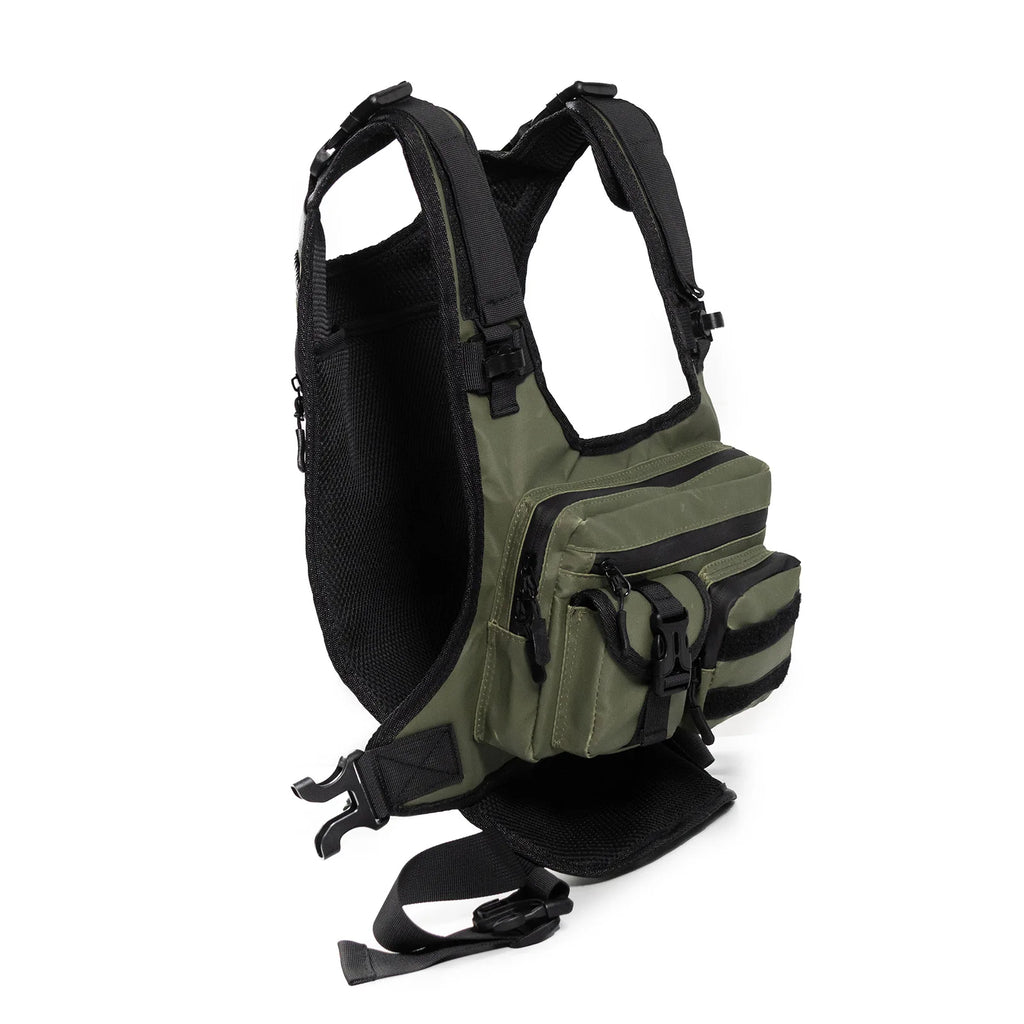 Outdoor Tactical Oxford Chest Bag with Zipper Closure Water Resistant Multifunctional Vest for Sports Running Cycling Accessory