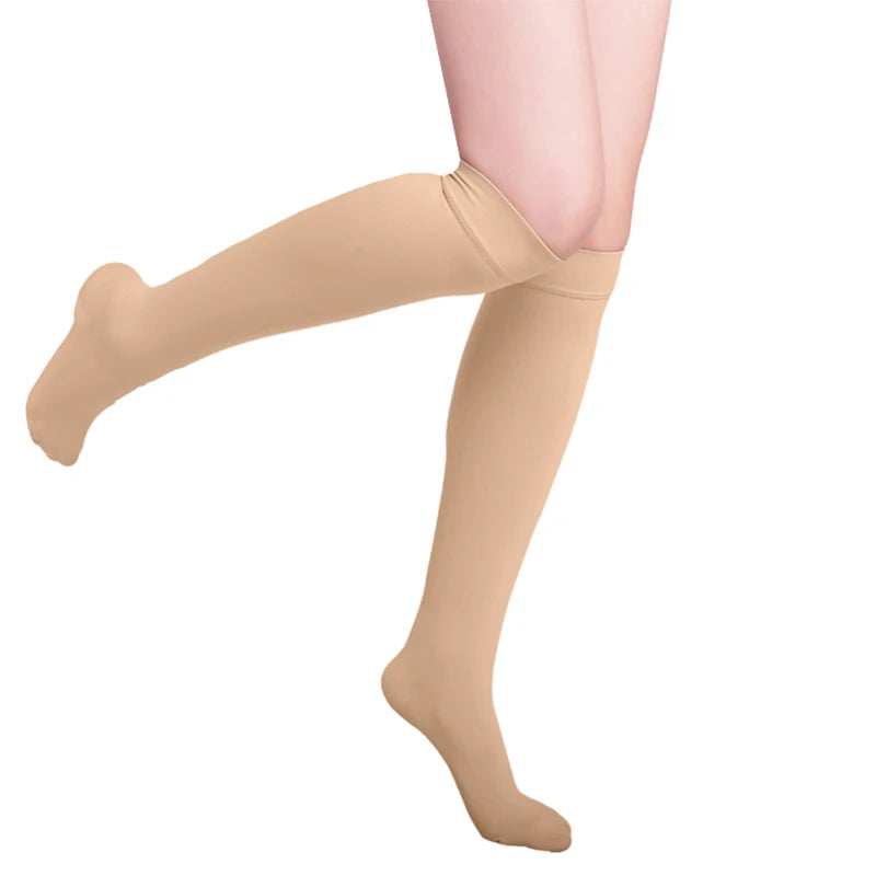 S M L XL XXL XXXL 23~32mmHg Men and Woman Thigh High  Compression Stockings for Varicose Veins Skin tone and black