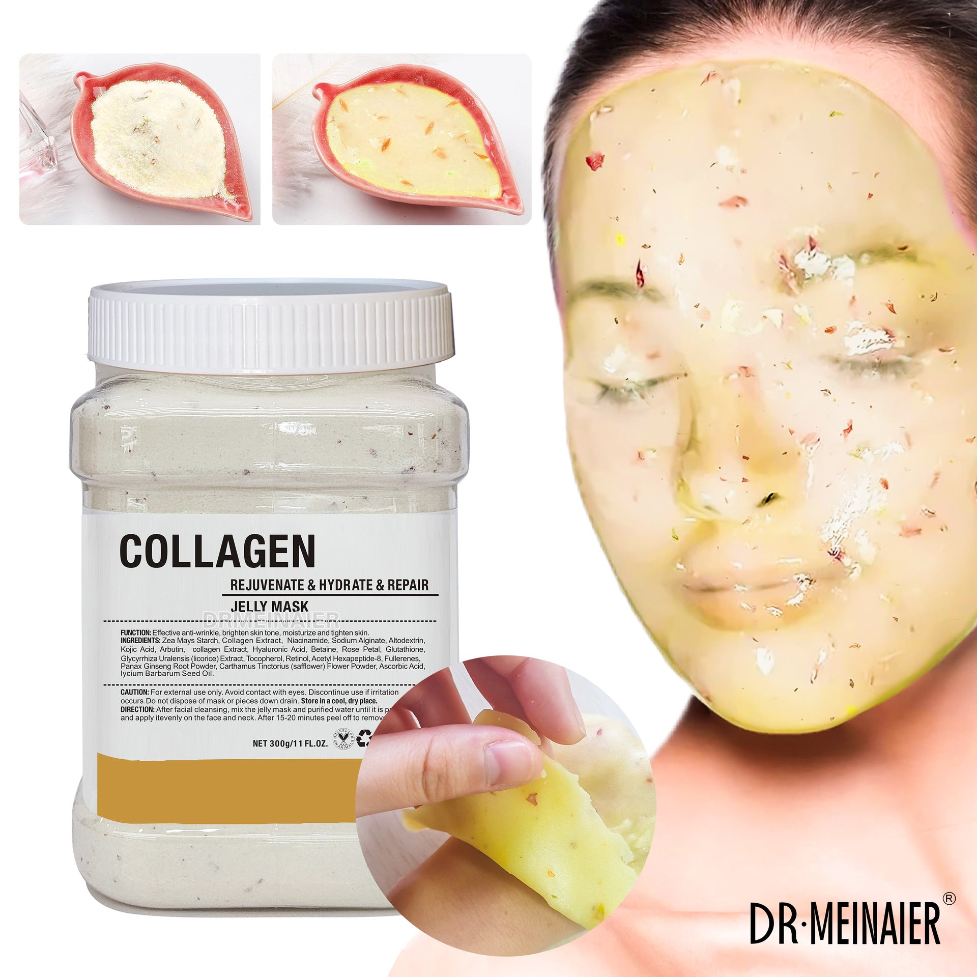 650g Gold Jelly Mask Powder Vampire DIY Plant Powder Masks Peel Off Vitamin C Hyaluronic Acid Facial Skin Care Rose Mud Mask