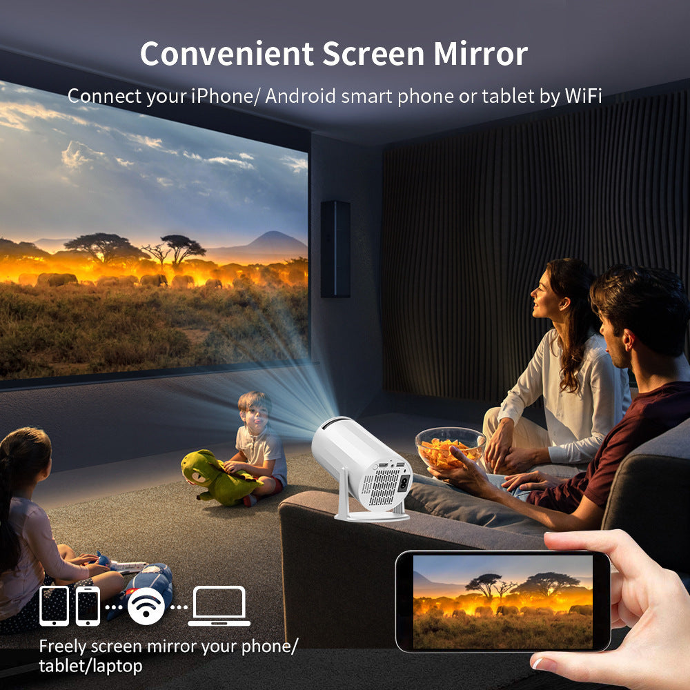 2025 Mini Projector 1080P Support 4K, 200ANSI Lumens WiFi 6 Bluetooth Portable Outdoor Projector with HDMI USB Dolby Audio