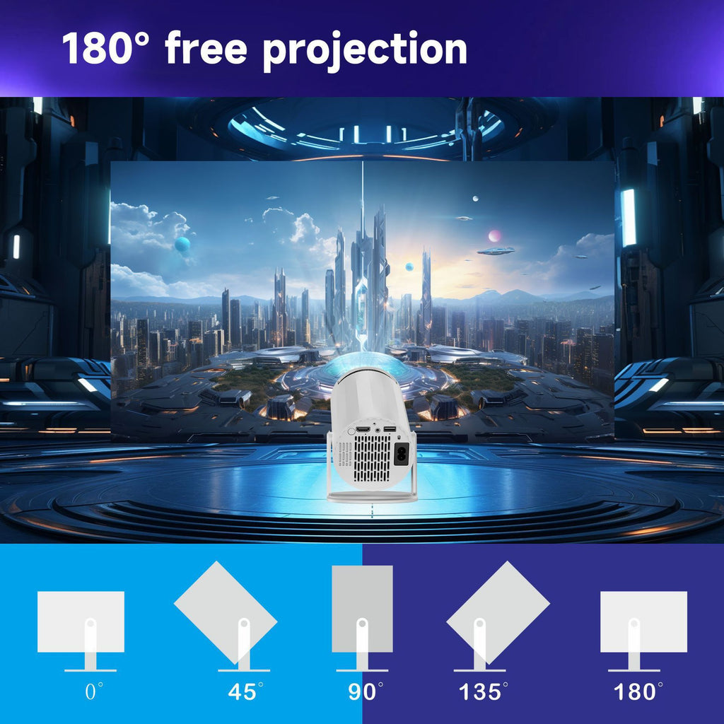 2025 Mini Projector 1080P Support 4K, 200ANSI Lumens WiFi 6 Bluetooth Portable Outdoor Projector with HDMI USB Dolby Audio