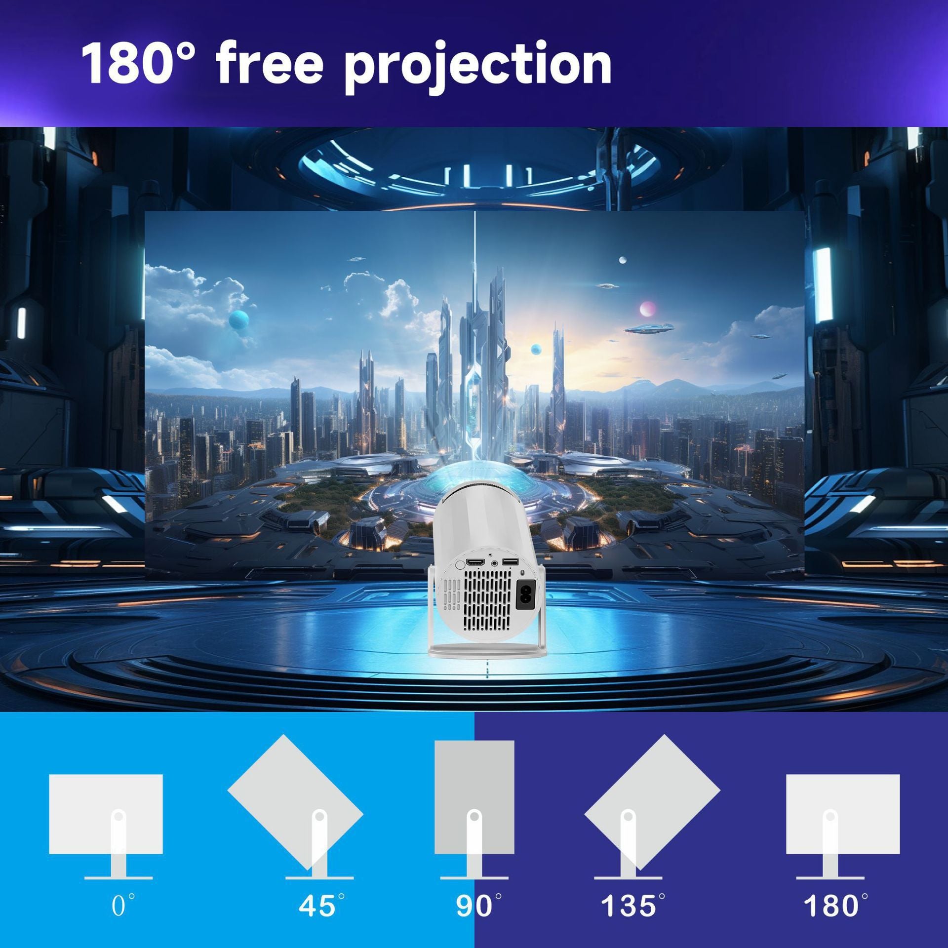 2025 Mini Projector 1080P Support 4K, 200ANSI Lumens WiFi 6 Bluetooth Portable Outdoor Projector with HDMI USB Dolby Audio