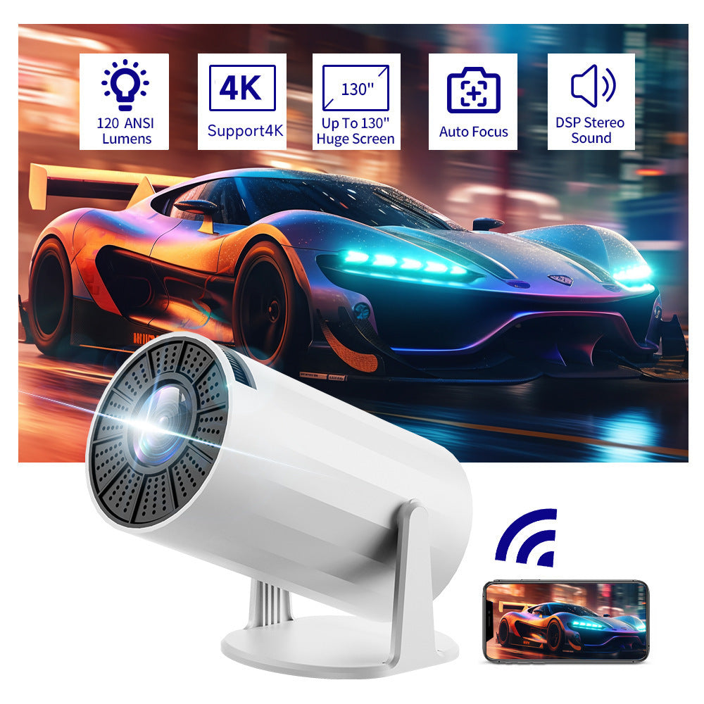 2025 Mini Projector 1080P Support 4K, 200ANSI Lumens WiFi 6 Bluetooth Portable Outdoor Projector with HDMI USB Dolby Audio