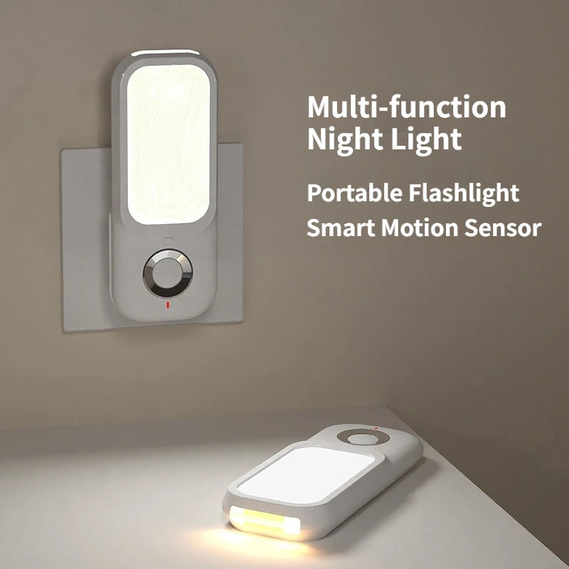 LED Motion Sensor Night Light Wireless Charging Flashlight for Bedroom Corridor Porch Bathroom Hallway Dusk to Dawn Wall Mount