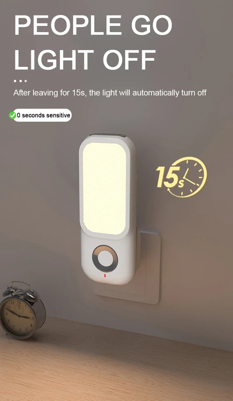 LED Motion Sensor Night Light Wireless Charging Flashlight for Bedroom Corridor Porch Bathroom Hallway Dusk to Dawn Wall Mount