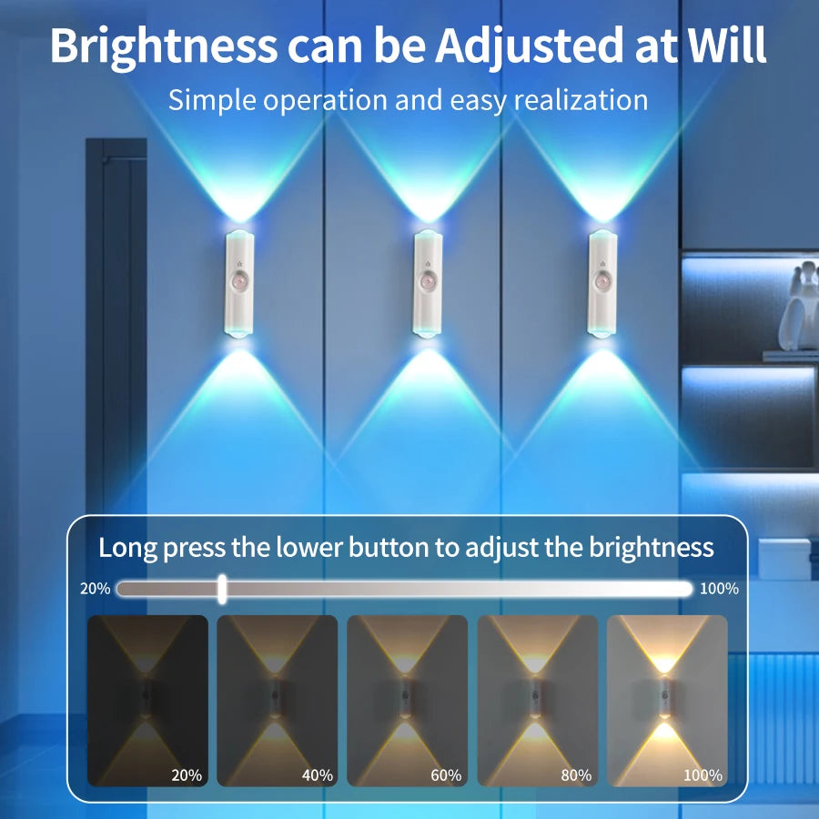 LED Motion Sensor Night Light RGB Colors Changing Wireless Wall Lamp Rechargeable Magnetic Sunset Lamp for Bedroom Living Room