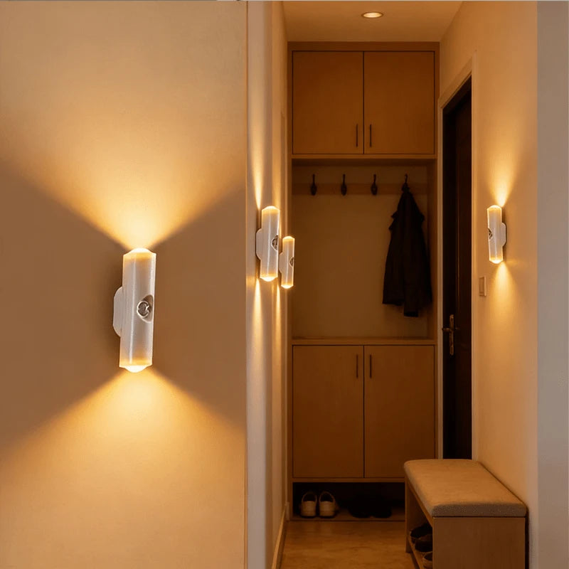 LED Motion Sensor Lights with 3 Color Modes USB Rechargeable Smart Sensor Wall Lights for Stairs Closets Doorways Night Lights