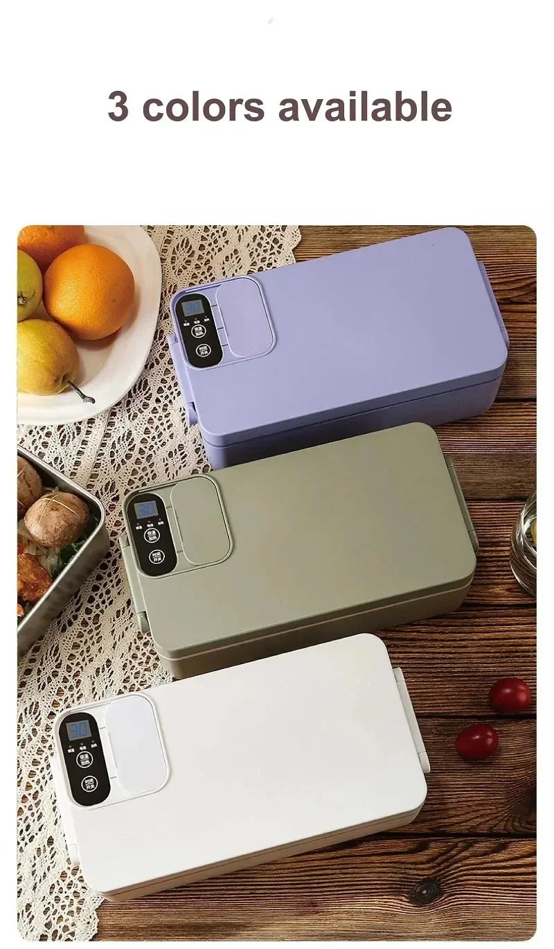 1L USB Electric Lunch Box Portable Heated Food Warmer Rechargeable Insulated Container for Office Camping Travel Commuting