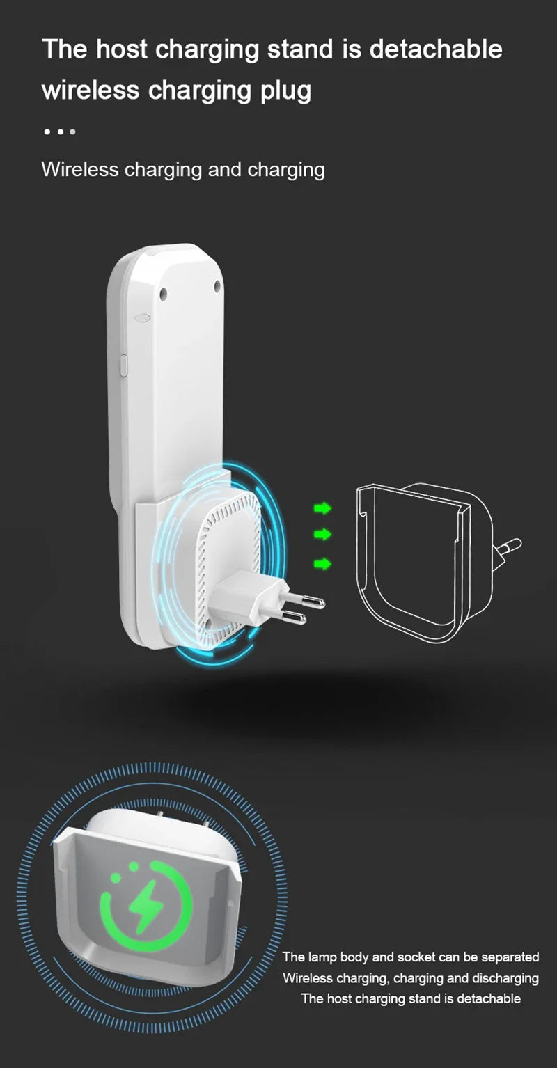 LED Motion Sensor Night Light Wireless Charging Flashlight for Bedroom Corridor Porch Bathroom Hallway Dusk to Dawn Wall Mount