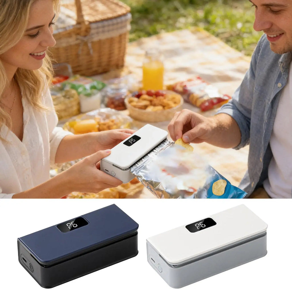 Mini Sealer 6-Mode Rechargeable Magnetic Heat Sealer with Cutter Electric Handheld Bag Sealing Machine for Home Kitchen Packagin