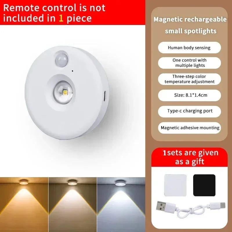 LED Motion Sensor Night Light Wireless Under Cabint Lights Dimmable USB Rechargeable Lighting Kitchen Aisle Closet Home Decor