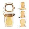 4-Piece Set, Silicone Baby Fruit Feeder, Rotating Push-Type Complementary Food Feeder, with Teething Handle and 3 Extra Mesh Bags