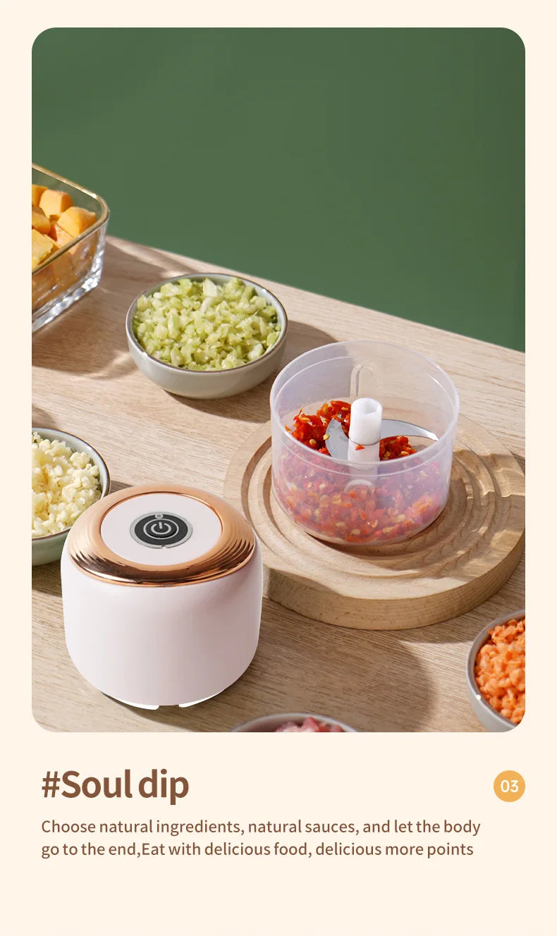 Mini Electric Garlic Chopper & Meat Grinder | USB Rechargeable, Sturdy, Durable Vegetable Crusher | Kitchen Food Processor