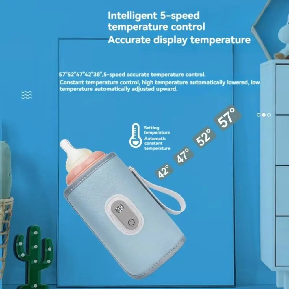 Digital Baby Bottle Warmer Type-C 5 Levels Milk Bottle Insulation Cover Heating LED Display Bottle Thermal Heater Infants