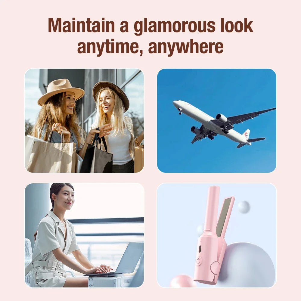 Portable Hair Straightener Mini Curling Iron Women Ceramic Straightening Styling Tools Curling and Straightened Dual-use Splint