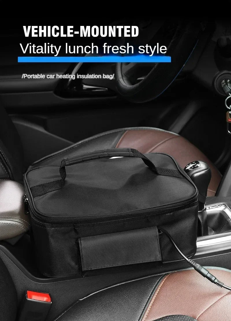 Portable Car Food Warmer Bag 12V Personal Car Electric Lunch Warmer Food Cooking Reheating Lunch Bag for Car Truck Work Travel