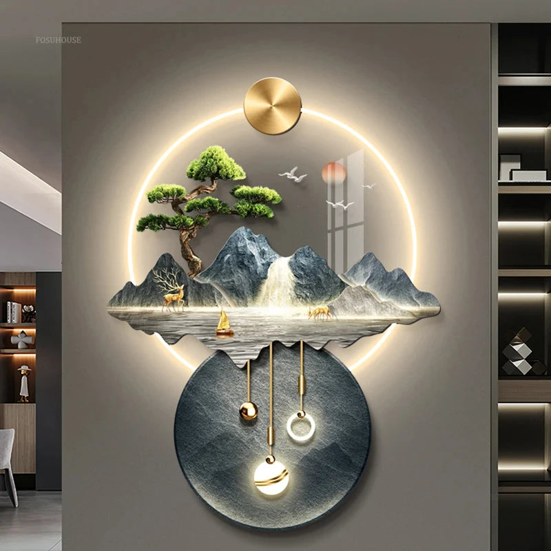 3d wall painting with lights Simple Modern Hanging Home Decoration for Corridor Aisle Upscale Living Room Wall Decorations