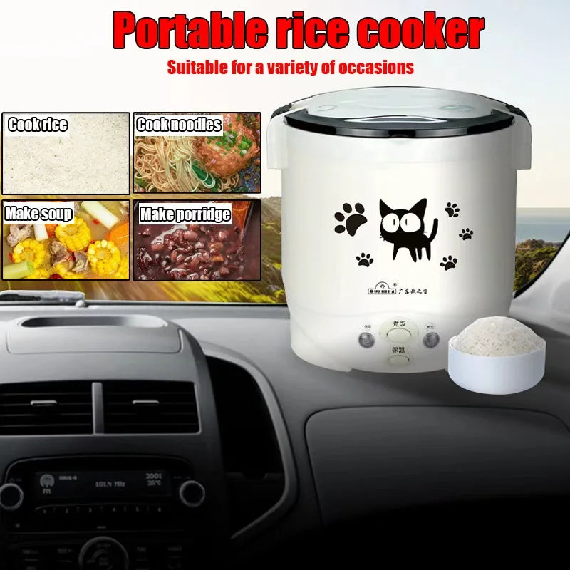 Electric Mini Rice Cooker - Portable MultiCooker for Household, Small Size Rice Cooker for 1-2 People