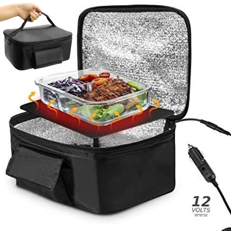 Portable Car Food Warmer Bag 12V Personal Car Electric Lunch Warmer Food Cooking Reheating Lunch Bag for Car Truck Work Travel