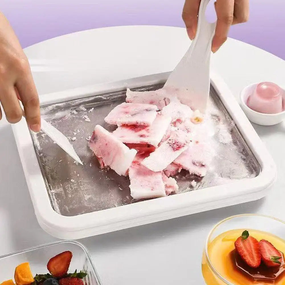 DIY Ice Cream Maker Yogurt Maker Machine with 2 Spatulas Homemade Rolled Cream Sorbet Gelato,Household Ice Cream Roller Pan