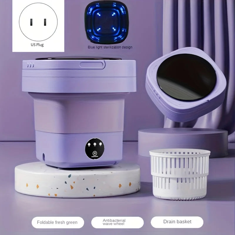 Portable Washing Machine with 3 Intelligent Cleaning Modes, 8L Mini Washer with Foldable Design, Mini Folding Washing for Travel