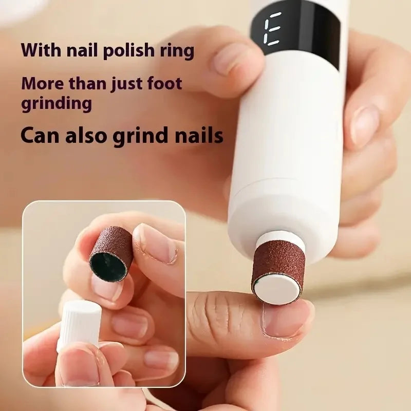 Electric 2-in-1 foot grinder and nail grinder - USB foot repair equipment with 3-speed adjustment and 16 interchangeable heads
