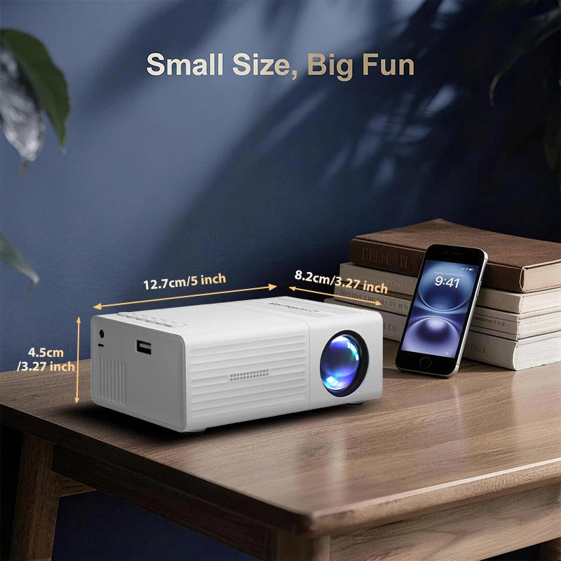 Portable Mini Projector 320x240P HD (Support 1080P Input), 20 ANSI Lumens, Manual Focus, HDMI USB AVome Family Theater Projector
