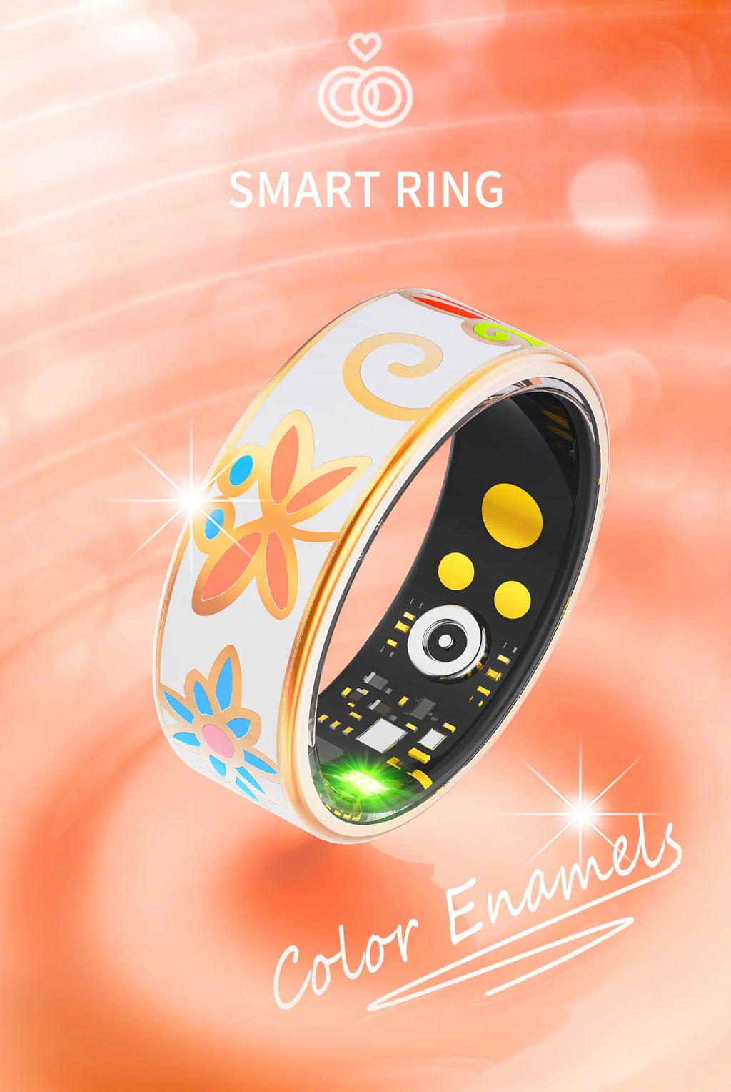 Smart Rings Color Enamels Fashion Women Smart Ring Female Stainless Steel Intelligent Finger Ring Lady IP68 Fitness Tracker Ring