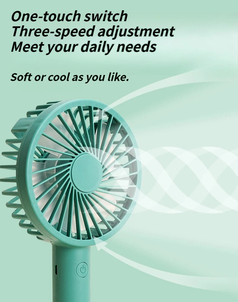Multi-Purpose USB Desk Fan - 3-in-1 Portable Rechargeable Handheld Fan for Office, Home, Dorm Rooms & Outdoor Activities