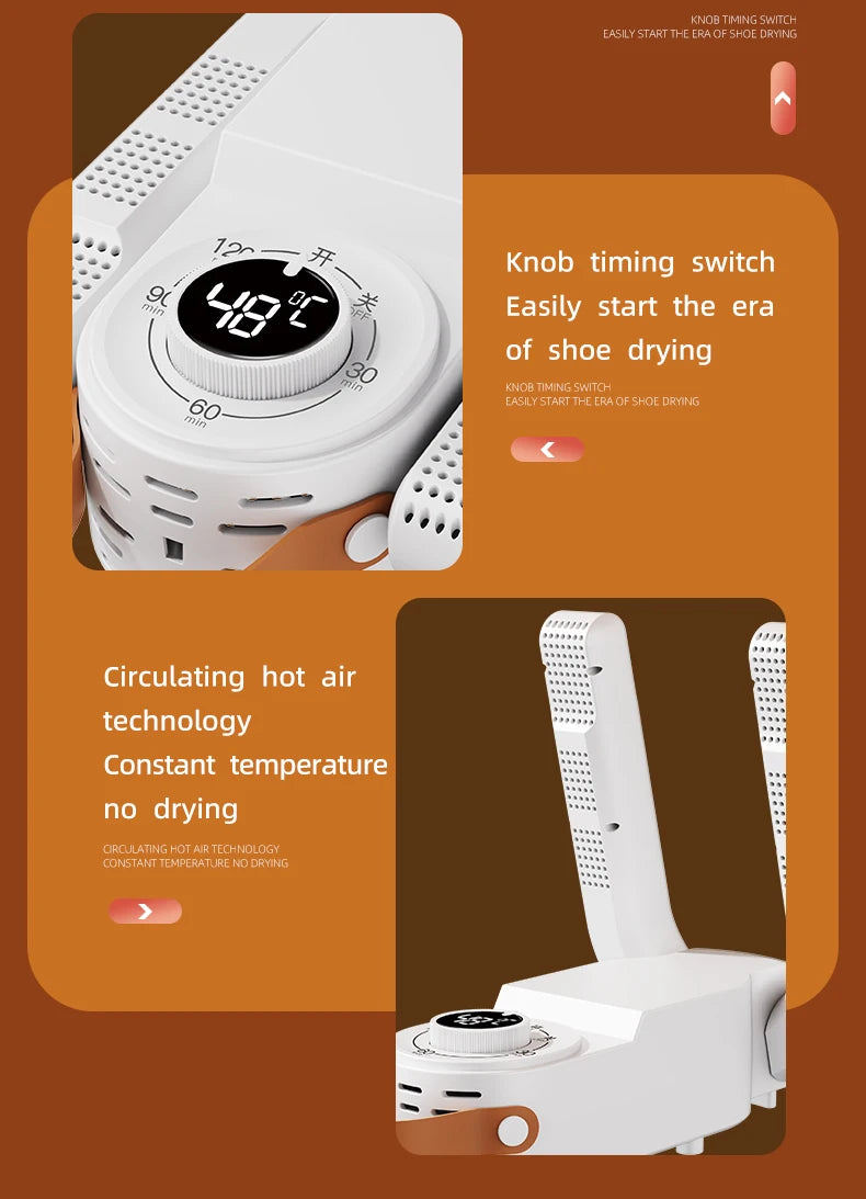 Household Shoe Warmer Heater Quick Drying Deodorizing Sterilizing Shoe Dryer Intelligent Timer Shoe Dryer Adjustable Dryer
