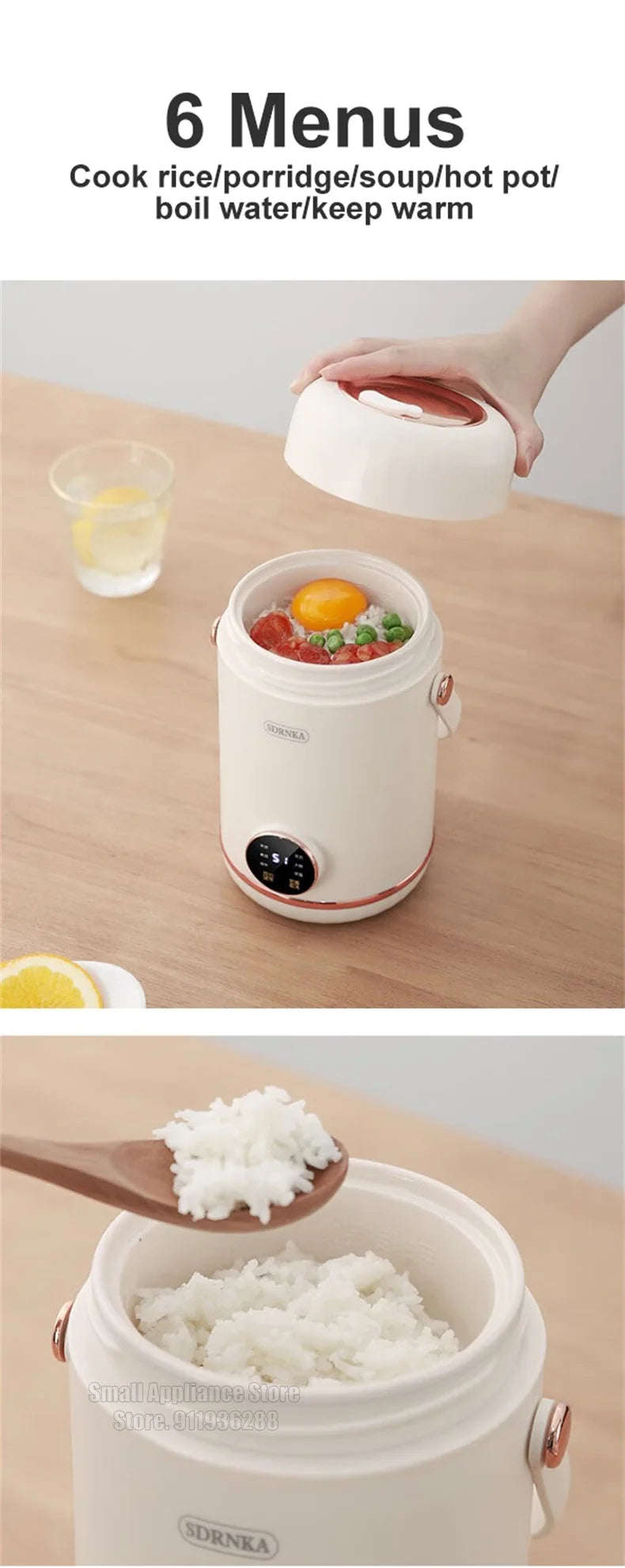 1L Rice Cooker Mini Portable Electric Cooker Ceramic Glazed Liner Multifunctional Electric Hot Pot 220V Home Kitchen Appliances