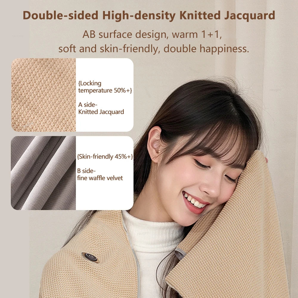 Heated Blanket USB Wearable Electric Blanket Portable Warmer Blanket for Shoulder Electric Heating Shawl with 3 Tem Setting