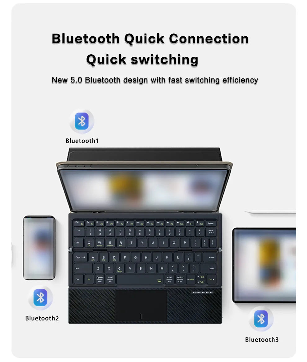 Jomaa Foldable Bluetooth Keyboard Portable Folding Wireless Keyboard with Portable Pocket Size