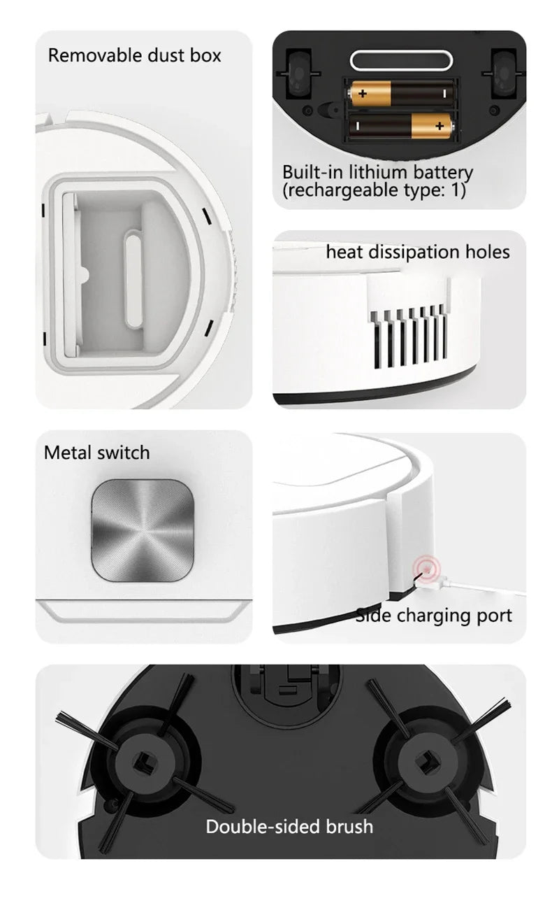 3 in 1 Mini Intelligent Sweeping Robot Suction Sweeping Mopping Household Use Small Appliances Ultra-thin Cleaner