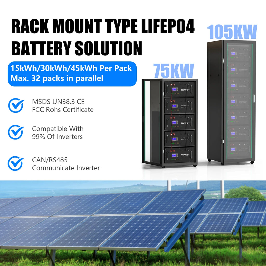 LiFePO4 48V 300AH 15KWH Battery 51.2V 100AH 200AH Lithium Solar Battery 6000+ Cycles With 16S 200A BMS For Inverter  EU Stock