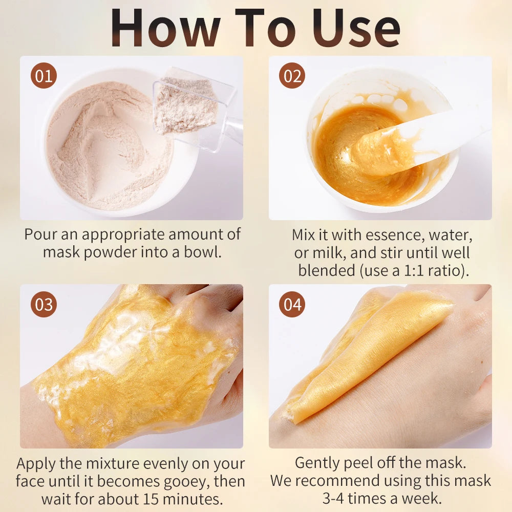 Jelly Mask Powder 24K Gold Anti Aging Jelly Face Mask, Peel Off Hydro Face Mask Powder for Fight Fine Lines, Dullness