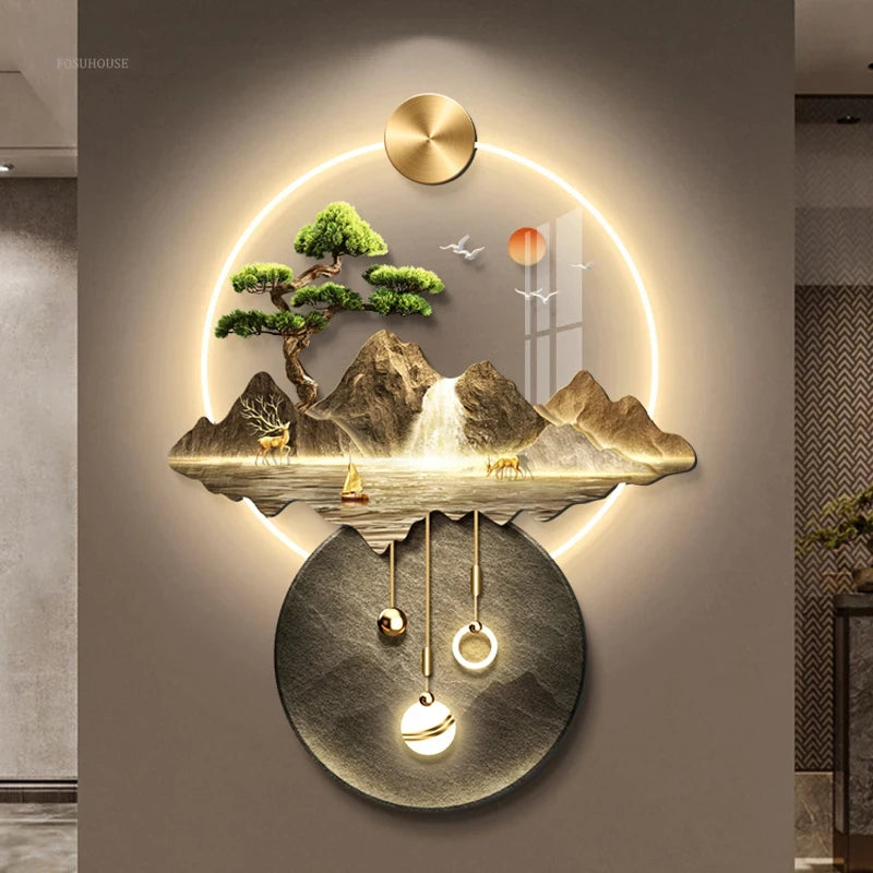3d wall painting with lights Simple Modern Hanging Home Decoration for Corridor Aisle Upscale Living Room Wall Decorations